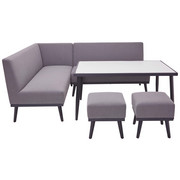LOUNGESOFA - Dunkelgrau/Grau, Design, Glas/Textil (184/222cm) - Amatio