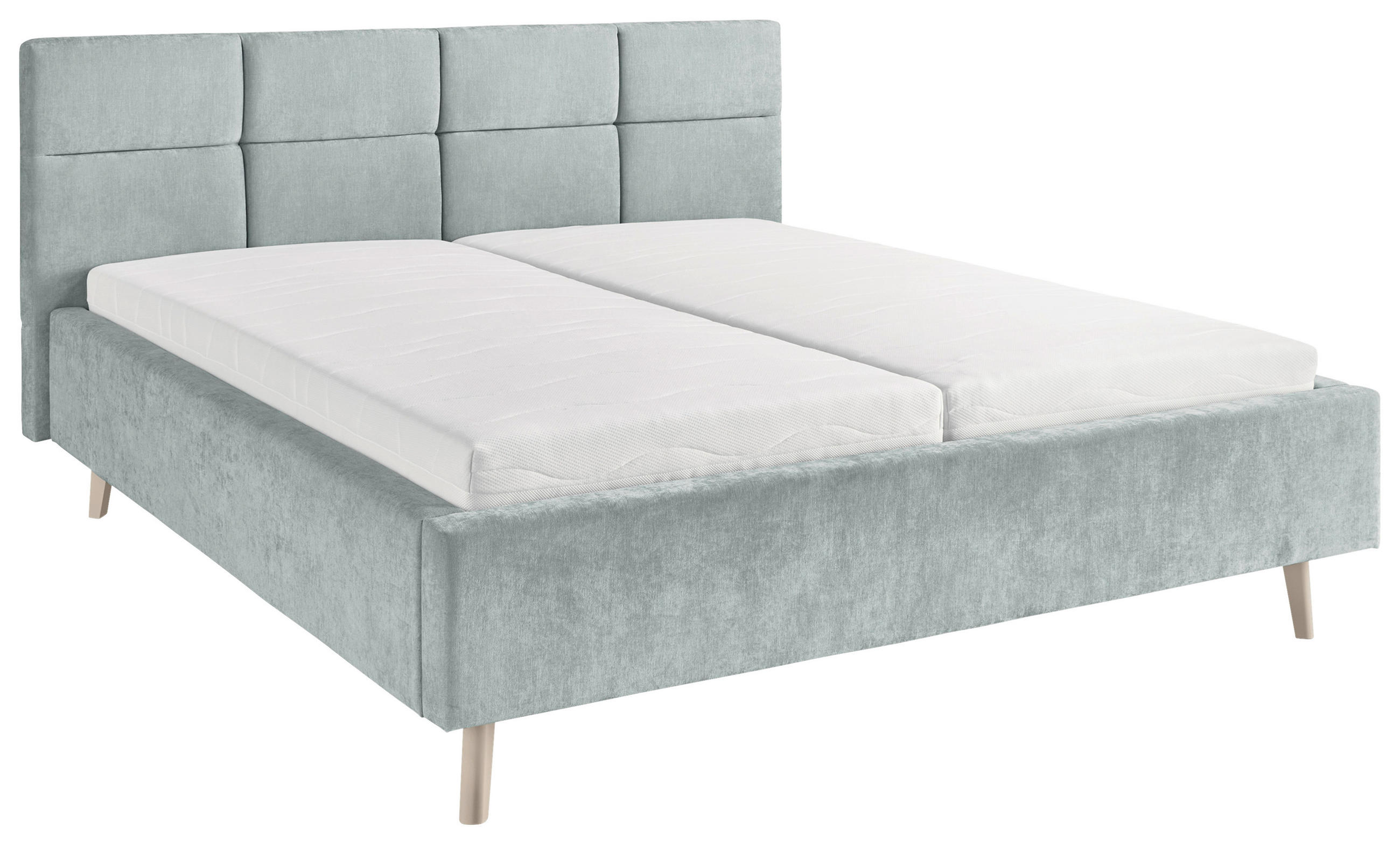 POLSTERBETT 180/200 cm,  in Hellblau,  - Sandfarben/Hellblau, KONVENTIONELL, Holz/Textil (180/200cm) - SetOne by Musterring