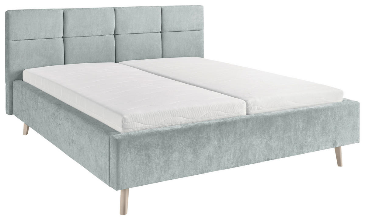 POLSTERBETT 180/200 cm,  in Hellblau,  - Sandfarben/Hellblau, KONVENTIONELL, Holz/Textil (180/200cm) - SetOne by Musterring