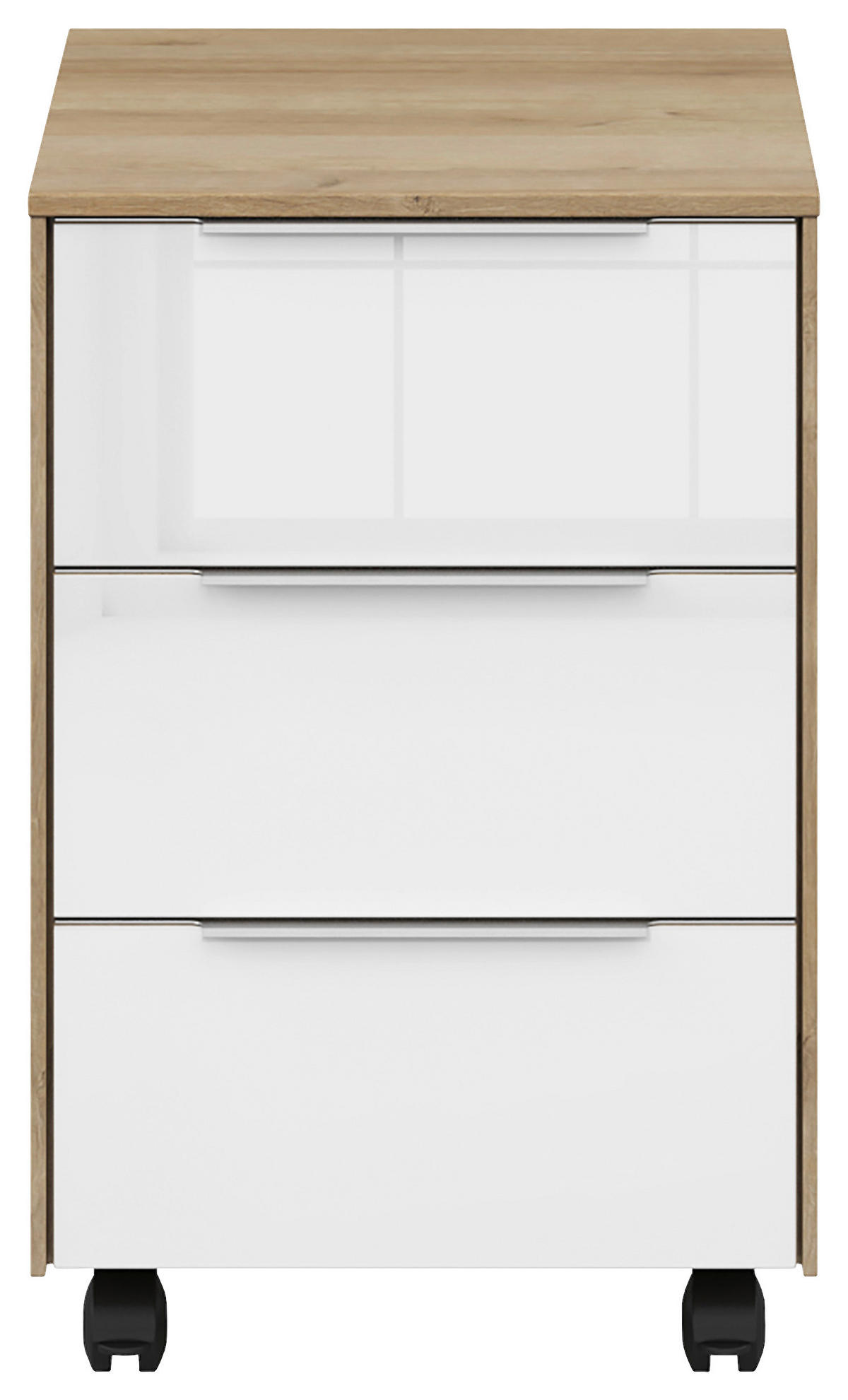 POJÍZDNÝ KONTEJNER, 40/61/50 cm - šedá/bílá, Konvenční, kov/kompozitní dřevo (40/61/50cm) - Voleo