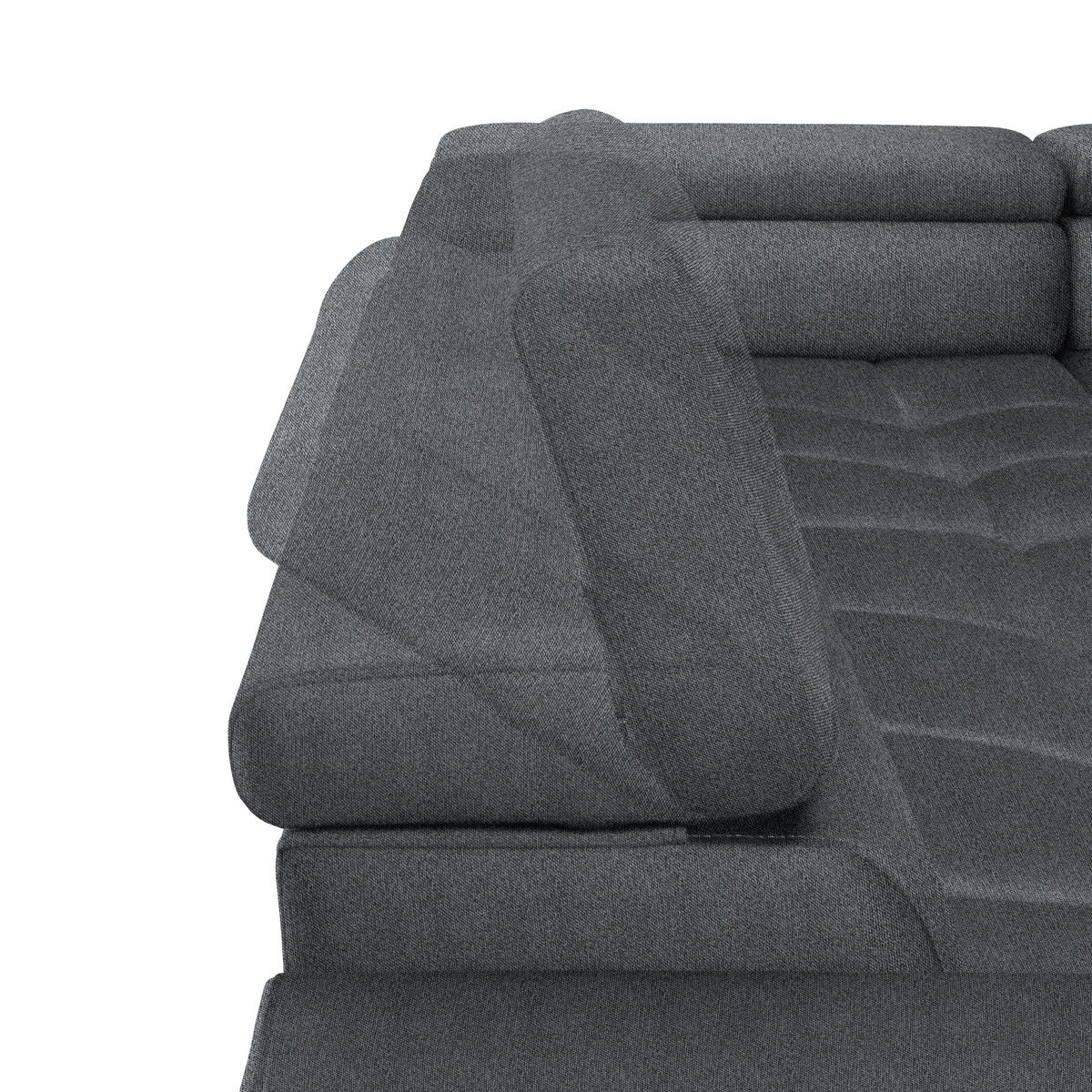 ECKSOFA in Webstoff Dunkelgrau  - Dunkelgrau/Schwarz, Design, Textil/Metall (300/216cm) - Welnova