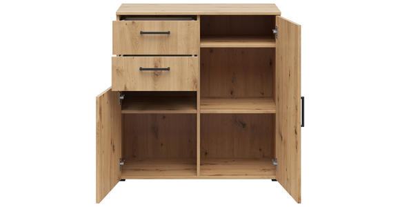 KOMMODE 80/83/40 cm in Eiche Artisan - Anthrazit/Schwarz, MODERN, Holzwerkstoff/Kunststoff (80/83/40cm) - Carryhome