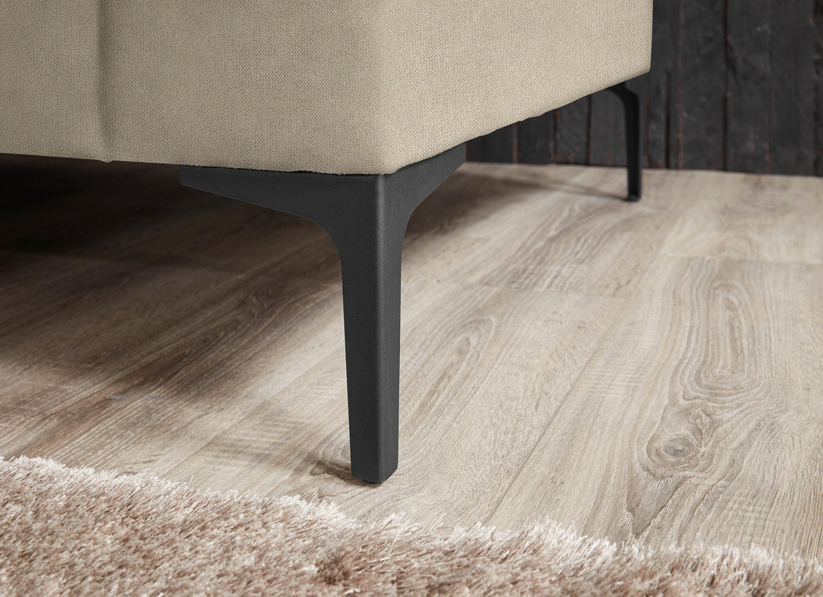3-SITZER-SOFA in Flachgewebe Beige  - Beige/Schwarz, Design, Textil/Metall (226/89/97cm) - Pure Home Lifestyle