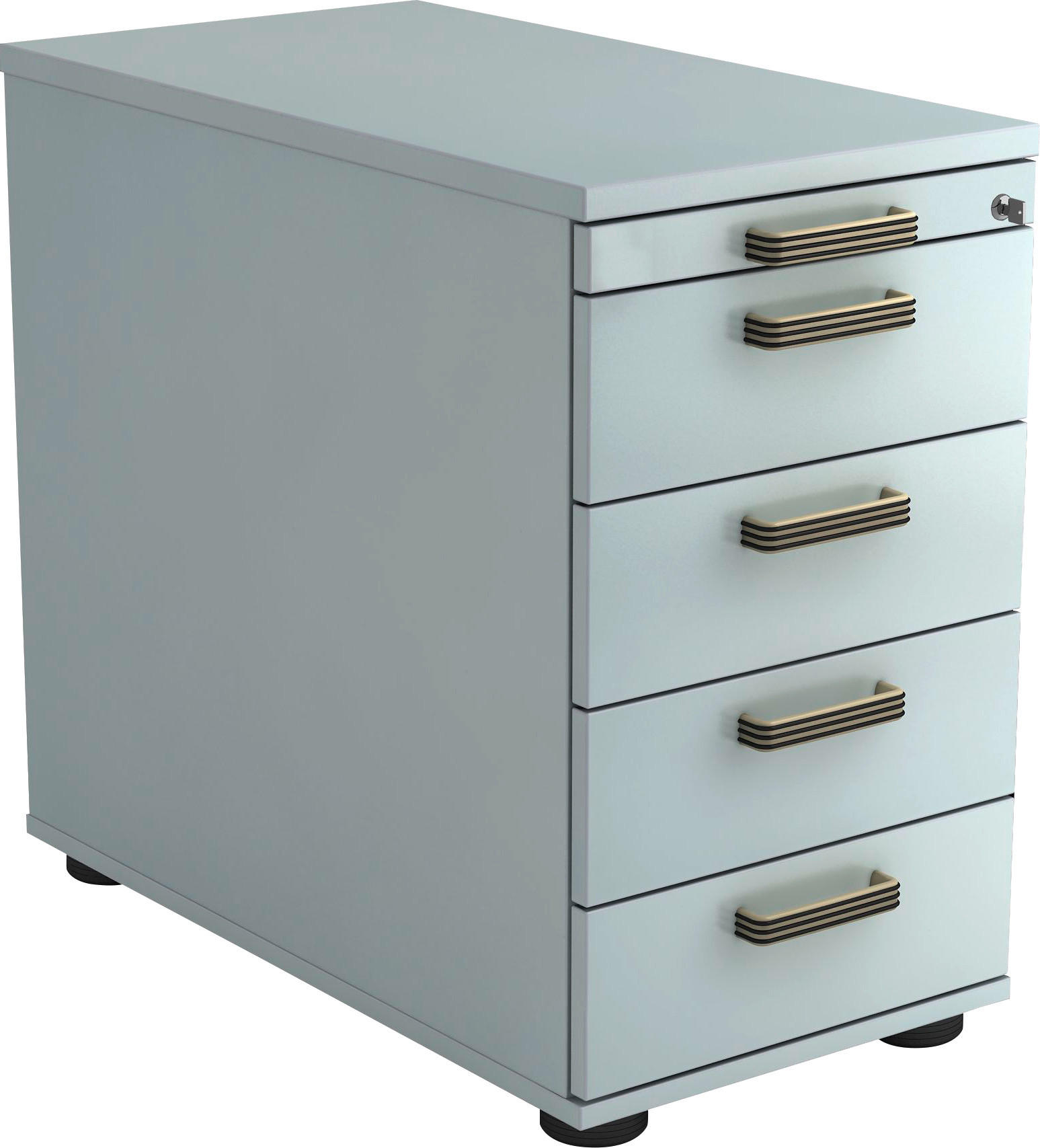 ANSTELLCONTAINER Grau  - Alufarben/Schwarz, KONVENTIONELL, Holzwerkstoff/Kunststoff (42,8/72-76/80cm) - Venda