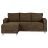 ECKSOFA Braun Struktur  - Chromfarben/Braun, Design, Textil/Metall (144/200cm) - MID.YOU