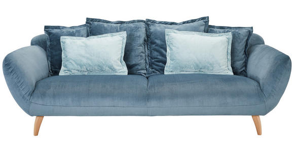 BIGSOFA  in Plüsch Petrol  - Buchefarben/Petrol, Design, Holz/Textil (235/80/108cm) - Carryhome