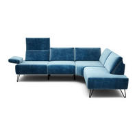 ECKSOFA in Samt Blau  248-263/193 cm  - Blau/Schwarz, Design, Textil/Metall (248-263/193cm) - SENSOO