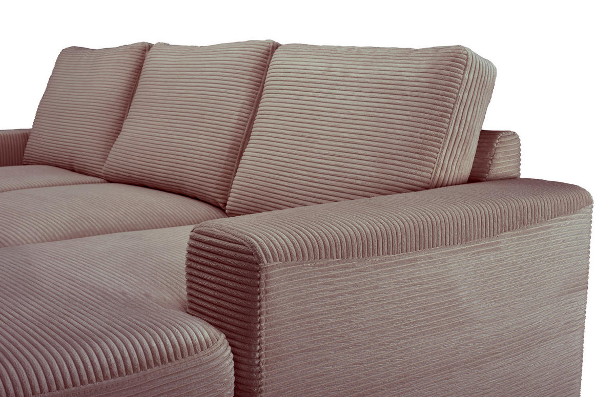 ECKSOFA Taupe Cord  - Taupe/Schwarz, KONVENTIONELL, Textil/Metall (240/150cm) - Carryhome