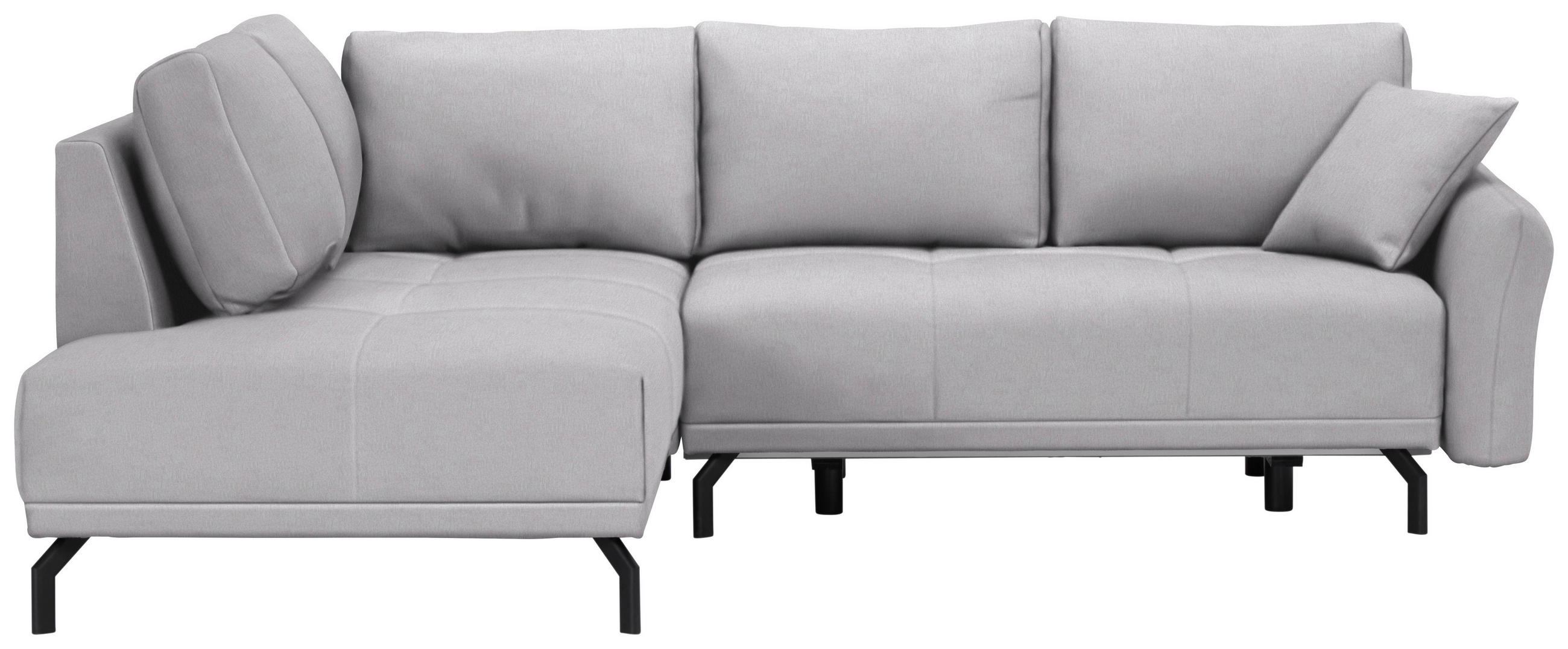 ECKSOFA Hellgrau Samt  - Hellgrau/Schwarz, LIFESTYLE, Textil/Metall (191/250cm) - Carryhome