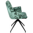 ARMLEHNSTUHL  Stoffauswahl, Sitzfläche 360° drehbar, automatische Rückholfunktion Samt  - Petrol/Schwarz, Design, Textil/Metall (59/89,5/63cm) - Novel