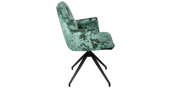 ARMLEHNSTUHL  Stoffauswahl, Sitzfläche 360° drehbar, automatische Rückholfunktion Samt  - Petrol/Schwarz, Design, Textil/Metall (59/89,5/63cm) - Novel