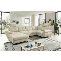 WOHNLANDSCHAFT SOLEI U in Chenille Beige  - Beige/Schwarz, Design, Kunststoff/Textil (188/334/184cm) - MID.YOU