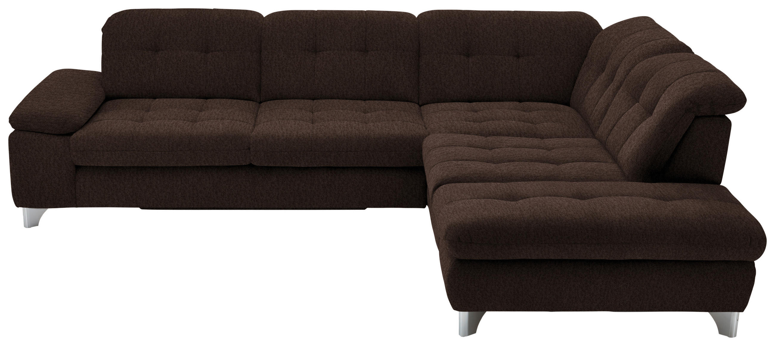 ECKSOFA in Chenille Dunkelbraun  - Chromfarben/Dunkelbraun, Design, Textil/Metall (310/260cm) - Beldomo Speed