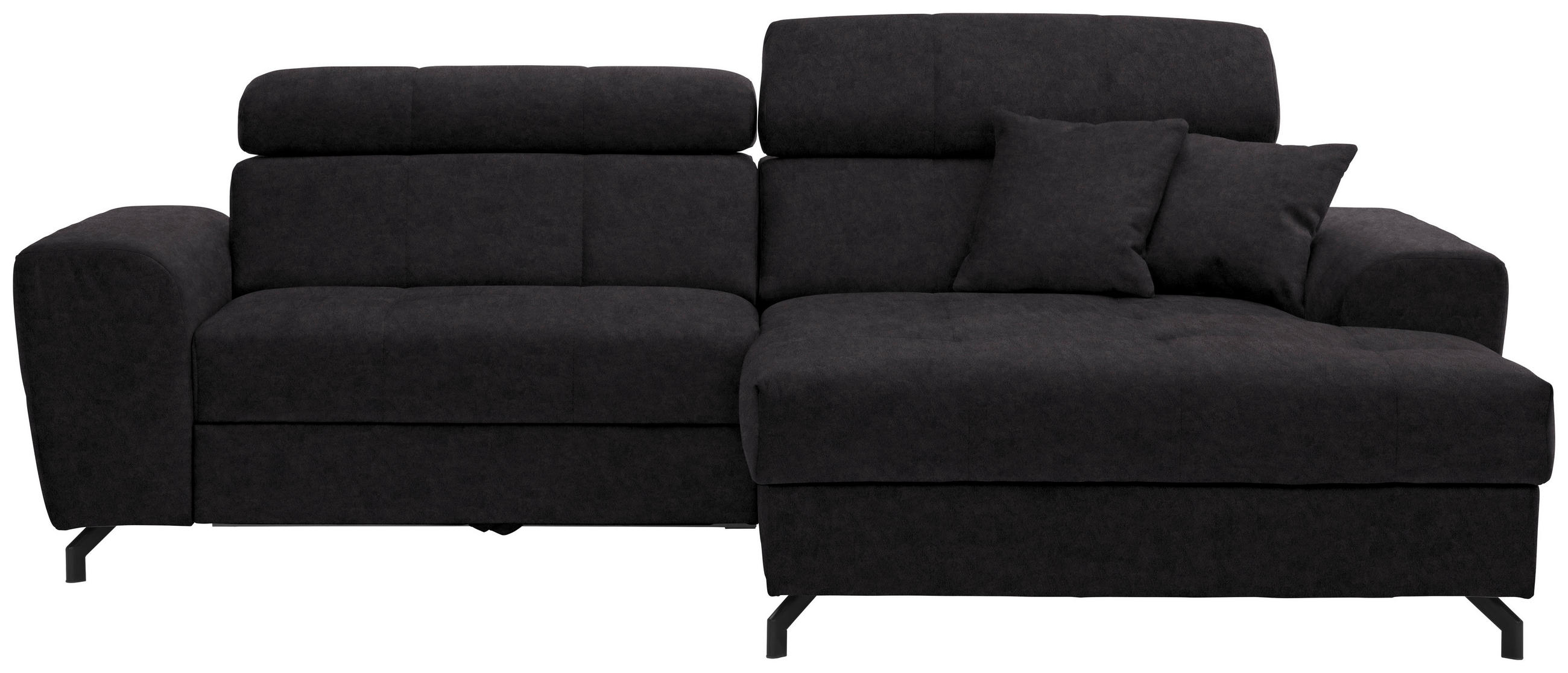 ECKSOFA Graphitfarben Velours  - Schwarz/Graphitfarben, Design, Textil/Metall (267/181cm) - Carryhome