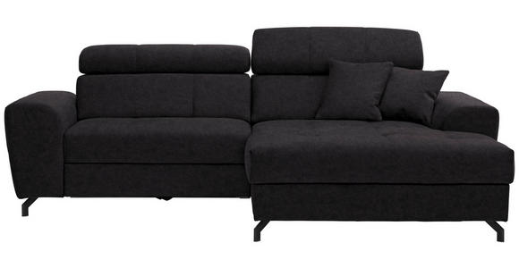 ECKSOFA  in Velours Graphitfarben  267/181 cm  - Schwarz/Graphitfarben, Design, Textil/Metall (267/181cm) - Carryhome