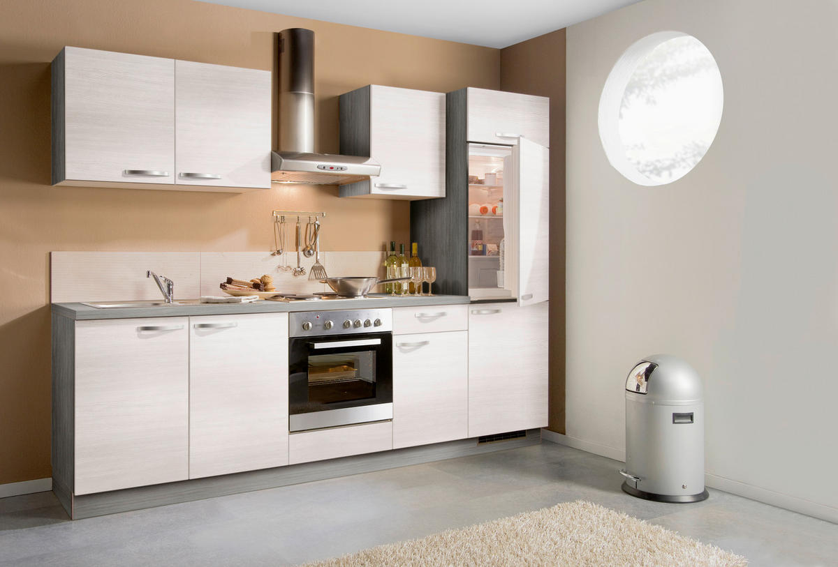 KÜCHENBLOCK 270 cm   in Weiß, Eichefarben  - Eichefarben/Weiß, KONVENTIONELL, Holzwerkstoff (270cm) - Welnova