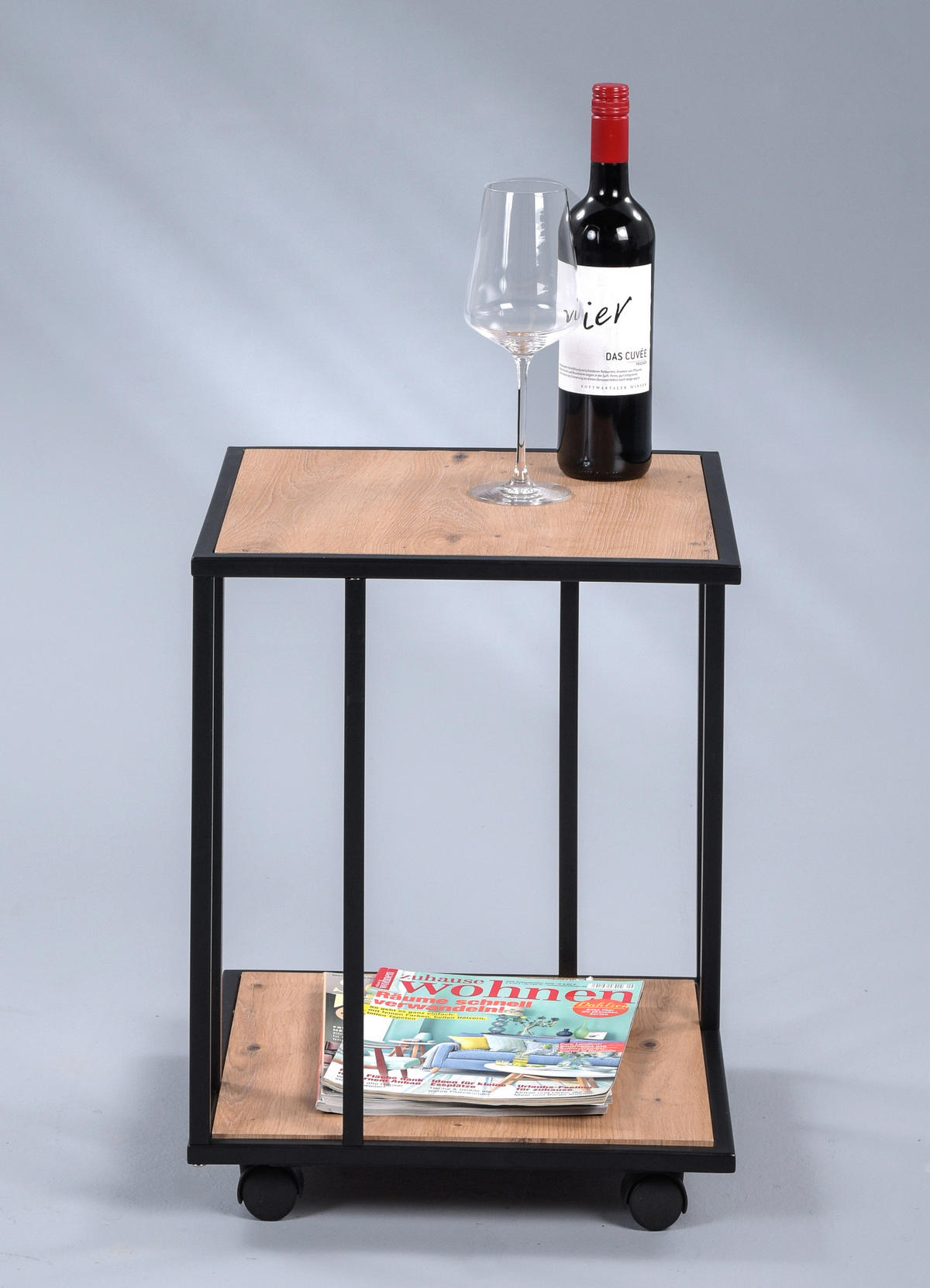 BEISTELLTISCH 40/40/51 cm Schwarz, Eichefarben quadratisch  - Eichefarben/Schwarz, Basics, Holzwerkstoff/Kunststoff (40/40/51cm)