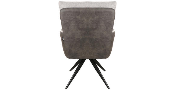 ARMLEHNSTUHL  Sitzfläche 360° drehbar Leinenoptik  - Anthrazit/Hellgrau, Design, Textil/Metall (60/93/68cm) - Novel