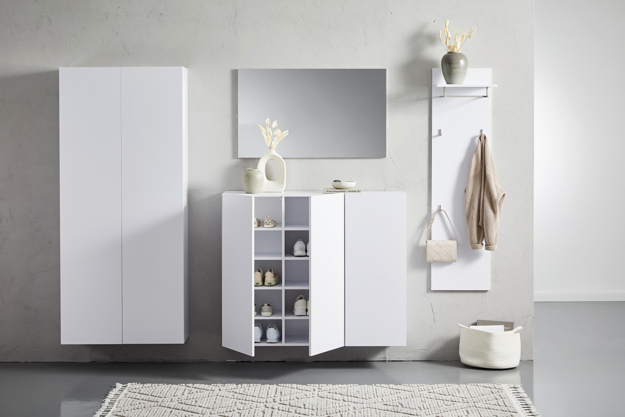 SCHUHSCHRANK in 120/100/34 cm - Weiss, Design, Holzwerkstoff (120/100/34cm) - Hom`in