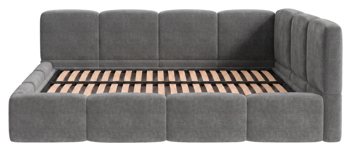 POLSTERBETT 140/200 cm,  in Anthrazit, Lattenrost, Bettkasten,  - Anthrazit/Schwarz, Design, Holz/Textil (140/200cm) - Chameo