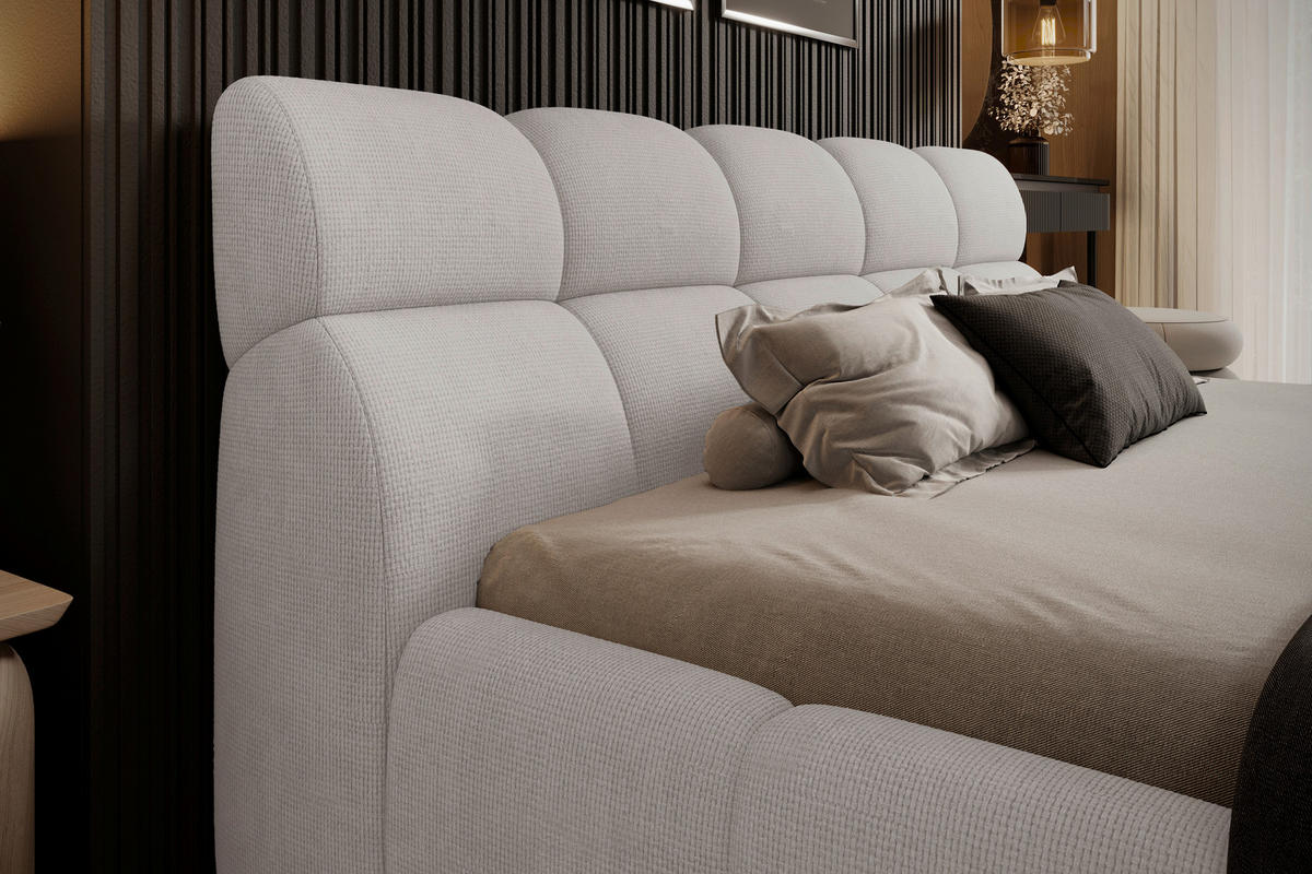 POLSTERBETT 160/200 cm,  in Perlmutt,  - Perlmutt/Schwarz, Design, Kunststoff/Textil (160/200cm) - Esposa