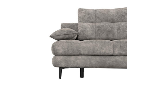 SCHLAFSOFA Chenille Grau Rückenkissen, Armlehnenkissen, Bettkasten, Schlaffunktion, Rücken echt  - Schwarz/Grau, KONVENTIONELL, Textil/Metall (203/94/96cm) - Carryhome