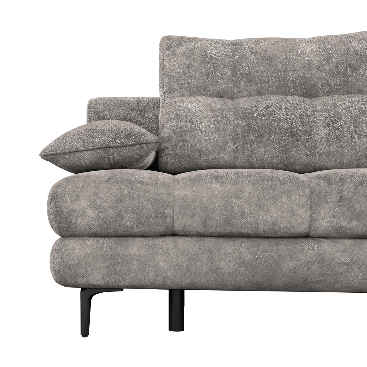 SCHLAFSOFA  mit Liegefunktion, Schlafen auf Sitzhöhe, Rücken echt Chenille Grau  - Schwarz/Grau, KONVENTIONELL, Textil/Metall (203/94/96cm) - Carryhome