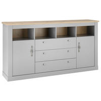 SIDEBOARD  in 198/104/44 cm  - Eichefarben/Silberfarben, Design, Holzwerkstoff/Metall (198/104/44cm) - MID.YOU