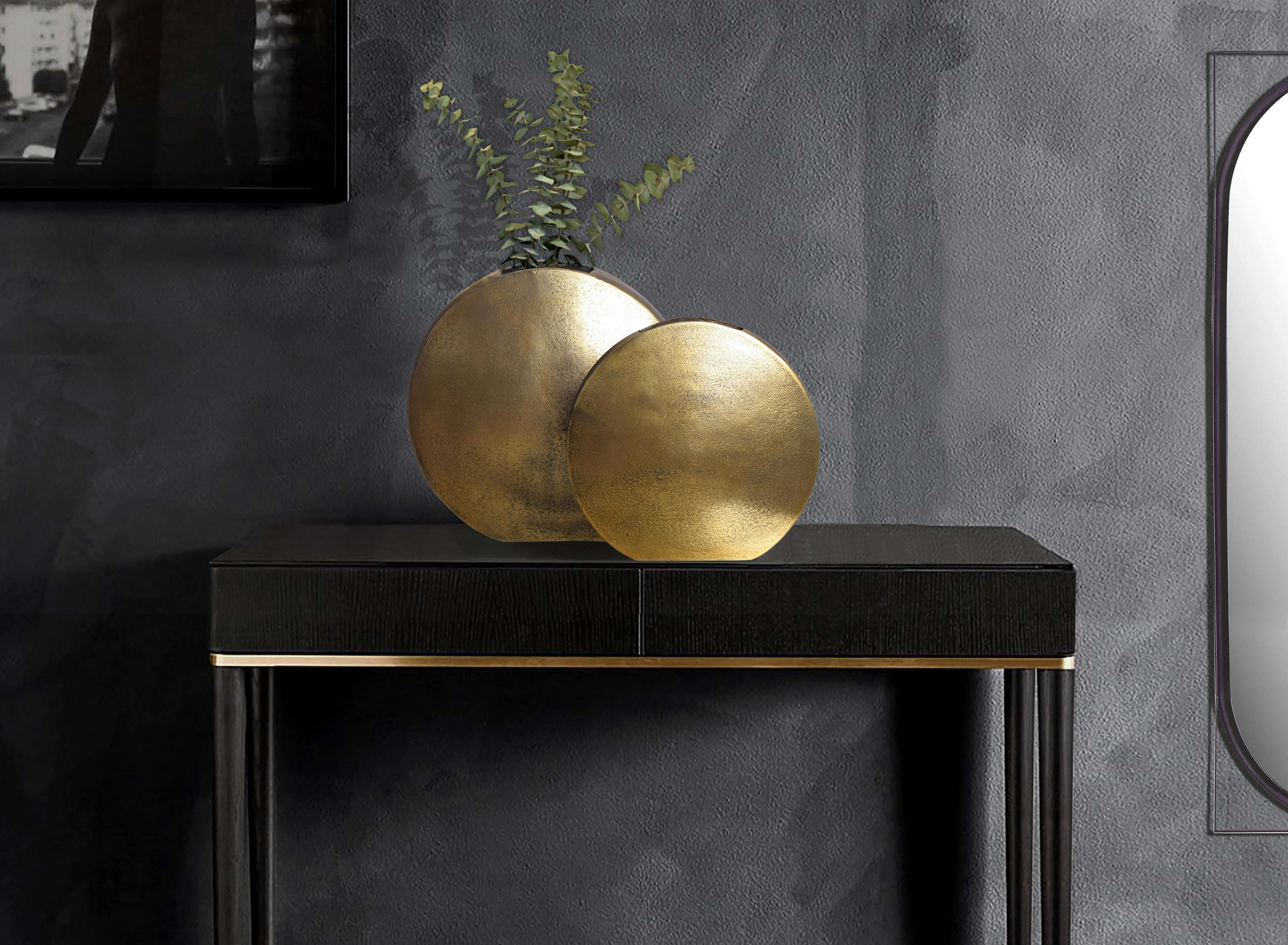 DEKOVASE  - Goldfarben, Design, Metall (35/34/13,5cm) - Livetastic