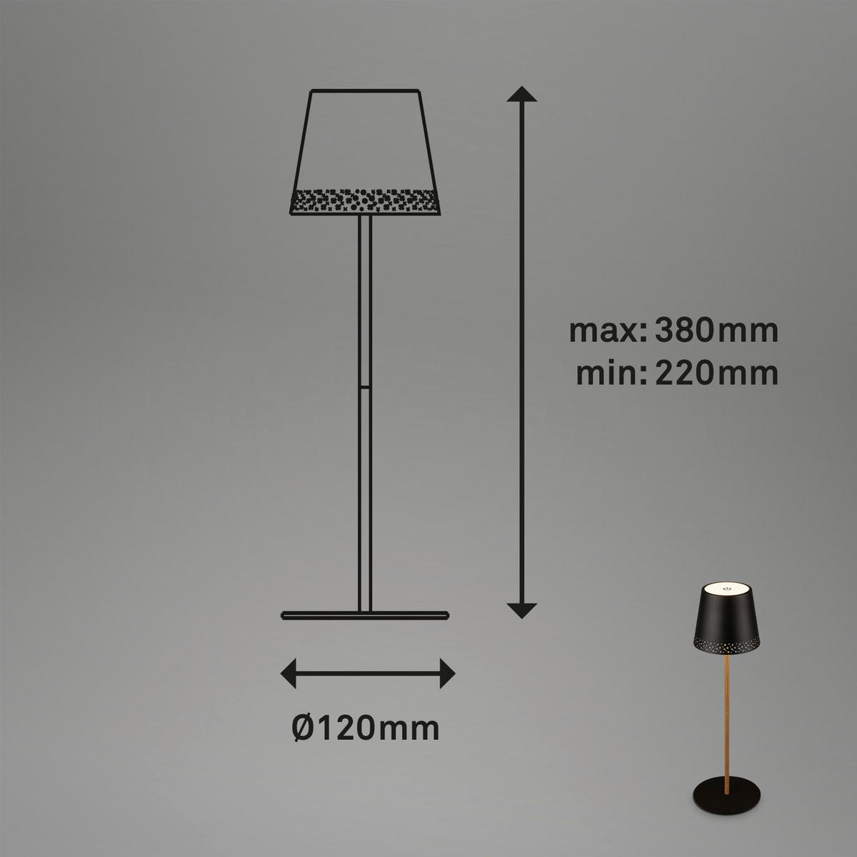 NAMIZNA SVETILKA ZA POLNJENJE  Kiki      12/22-38 cm       - svetlo rjava/črna, Trend, kovina (12/22-38cm)