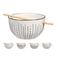 Ramen-skål m.ätpinnar   - vit/svart, Basics, keramik (16/9,5cm)