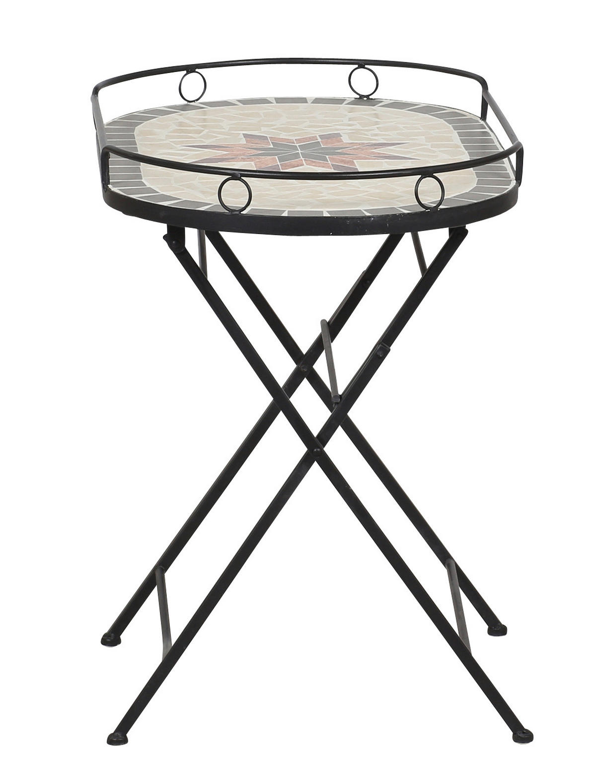 GARTENBEISTELLTISCH 68/41/60 cm  - Multicolor/Schwarz, MODERN, Keramik/Metall (68/41/60cm) - Siena Garden