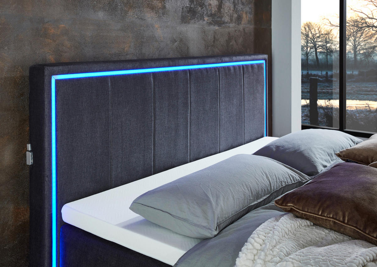 POSTEL BOXSPRING, 180/200 cm, antracitová - barvy chromu/antracitová, Design, textil/plast (180/200cm) - Boxxx