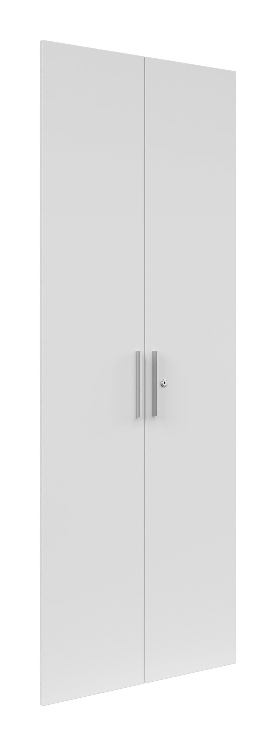 TÜRENSET - Weiß Hochglanz/Silberfarben, KONVENTIONELL, Holzwerkstoff/Metall (75,5/206/1,6cm) - Voleo