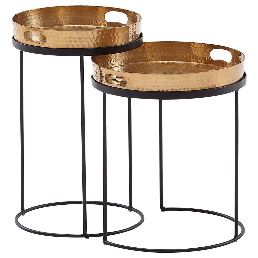Beistelltisch 2-Teilig Gold/Schwarz