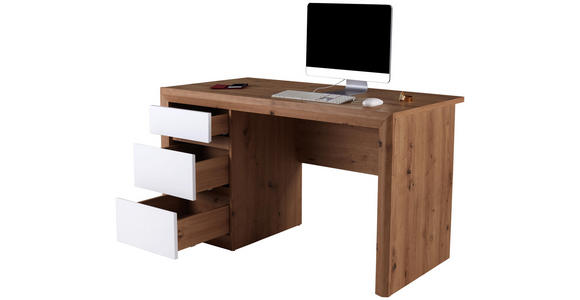 Schreibtisch Kashmir New Kab01 - Eichefarben/Weiß, MODERN, Holzwerkstoff (152/78/60cm) - James Wood