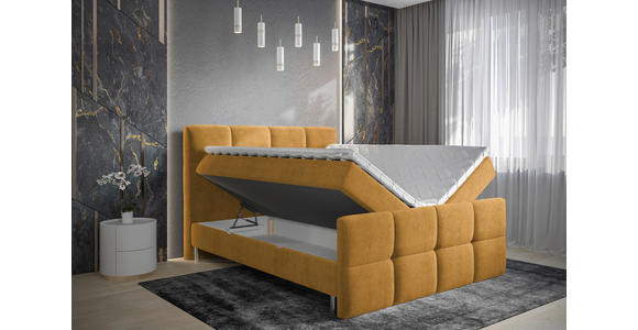 BOXBETT 180/200 cm in Orange - Chromfarben/Orange, Design, Holz/Holzwerkstoff (180/200cm) - Esposa