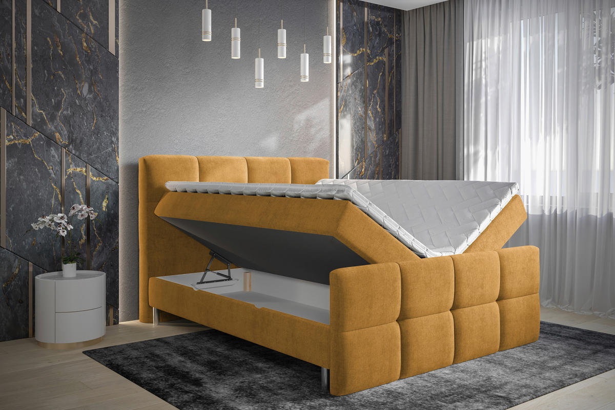BOXBETT 160/200 cm  in Orange  - Chromfarben/Orange, Modern, Holz/Holzwerkstoff (160/200cm) - Esposa