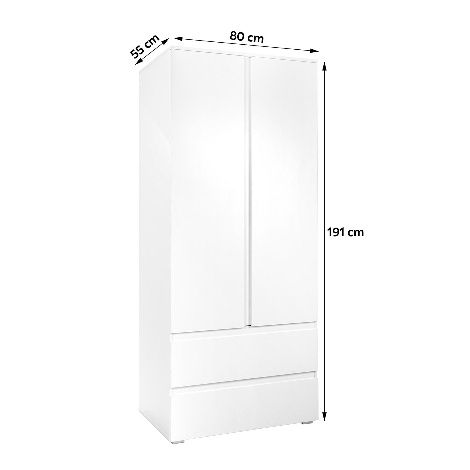 OMARA S KLASIČNIMI VRATI, bela  - bela, Basics, leseni material (80/191/55cm) - P & B