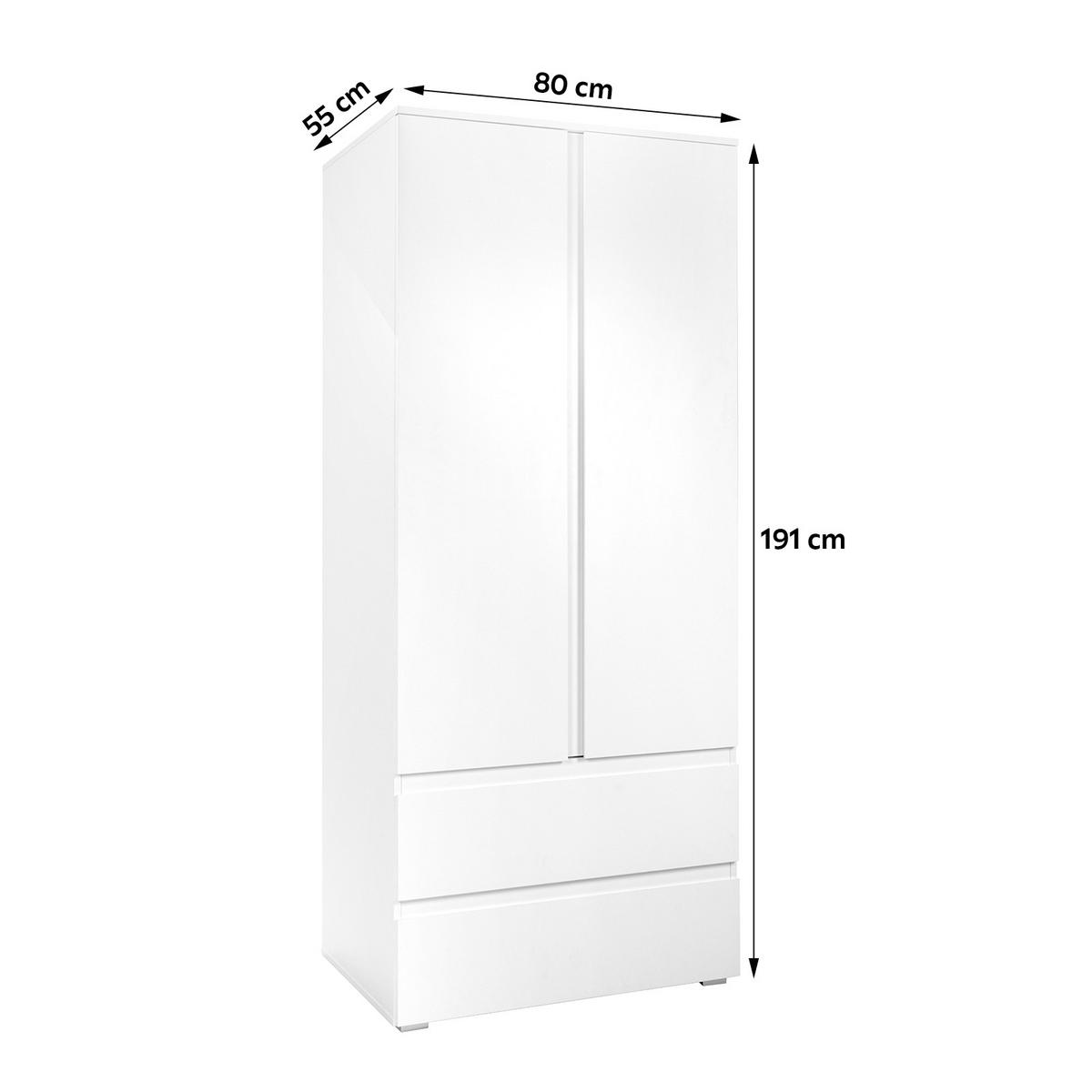 ŠATNÍ SKŘÍŇ S OTOČNÝMI DVEŘMI, bílá, 80/191/55 cm - bílá, Basics, kompozitní dřevo (80/191/55cm) - MID.YOU