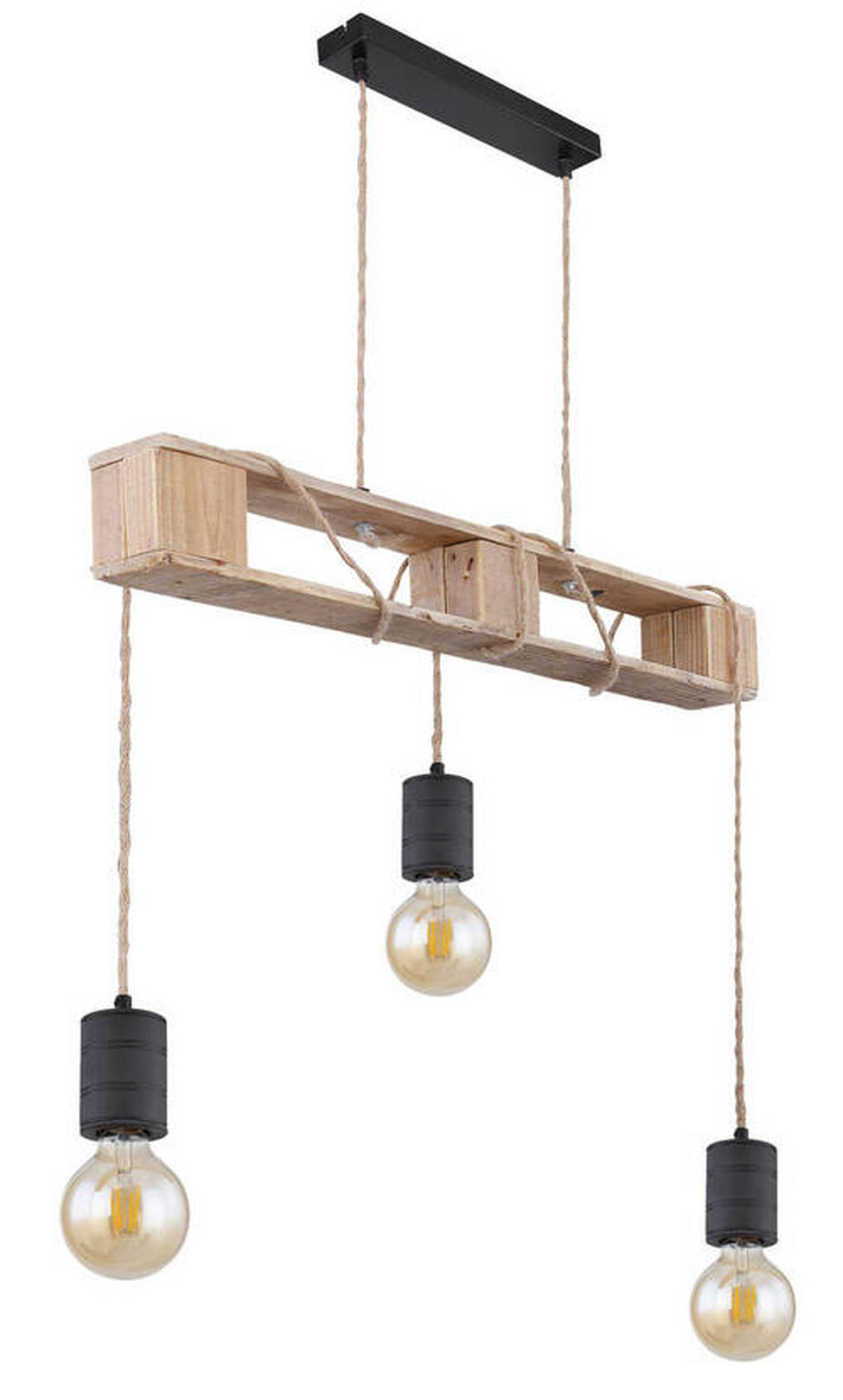 HÄNGELEUCHTE 83/10/120 cm   - Schwarz/Braun, Natur, Naturmaterialien/Holz (83/10/120cm) - Globo