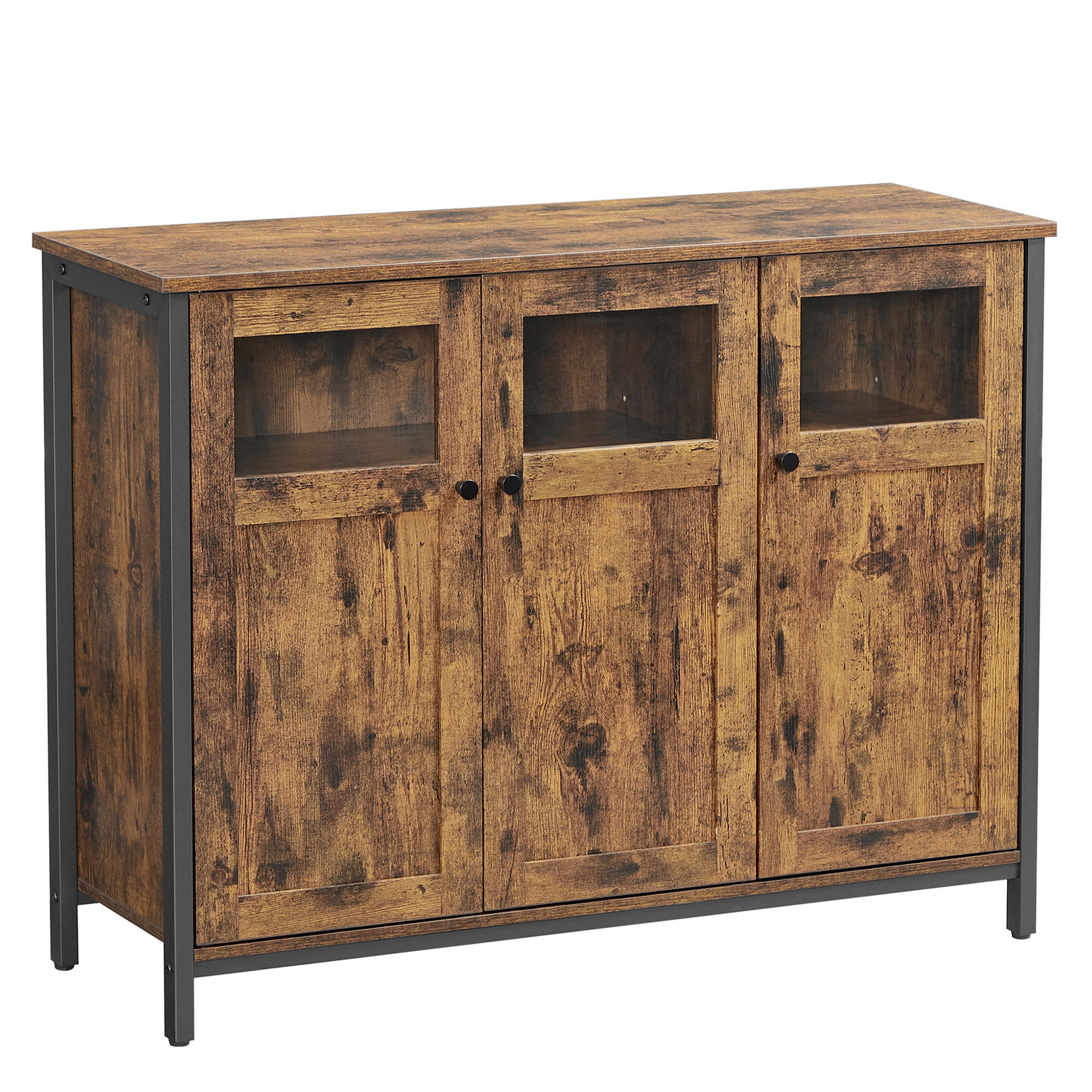 Mid.you Sideboard Schwarz, Dunkelbraun 100x75x35 cm
