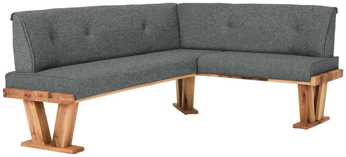 ECKBANK Holz, Textil Dunkelgrau  - Eichefarben/Dunkelgrau, Natur, Holz/Textil (225/155cm) - Moderano