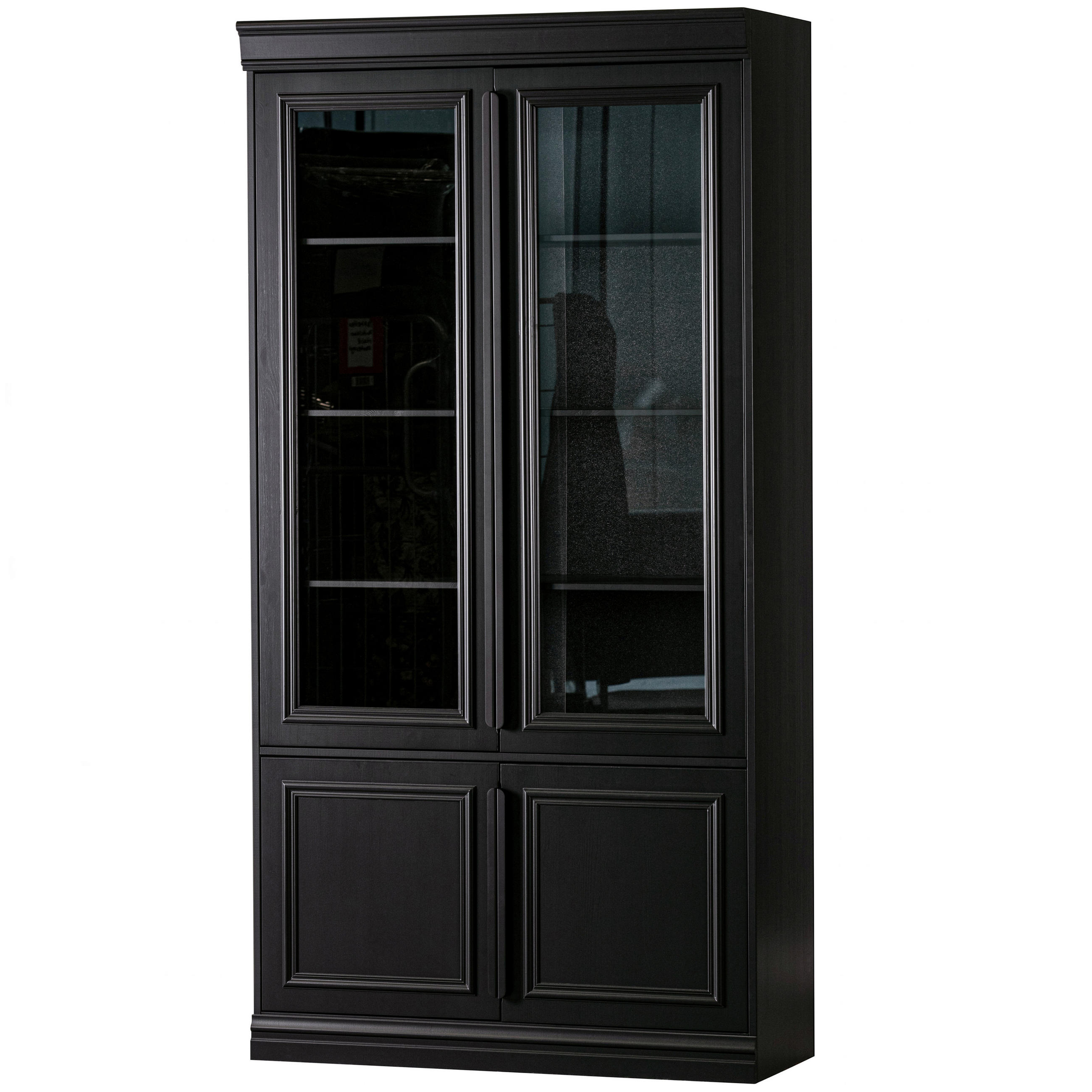 VITRINE in massiv Kiefer Schwarz  - Schwarz, Design, Glas/Holz (110/215/44cm) - Livetastic