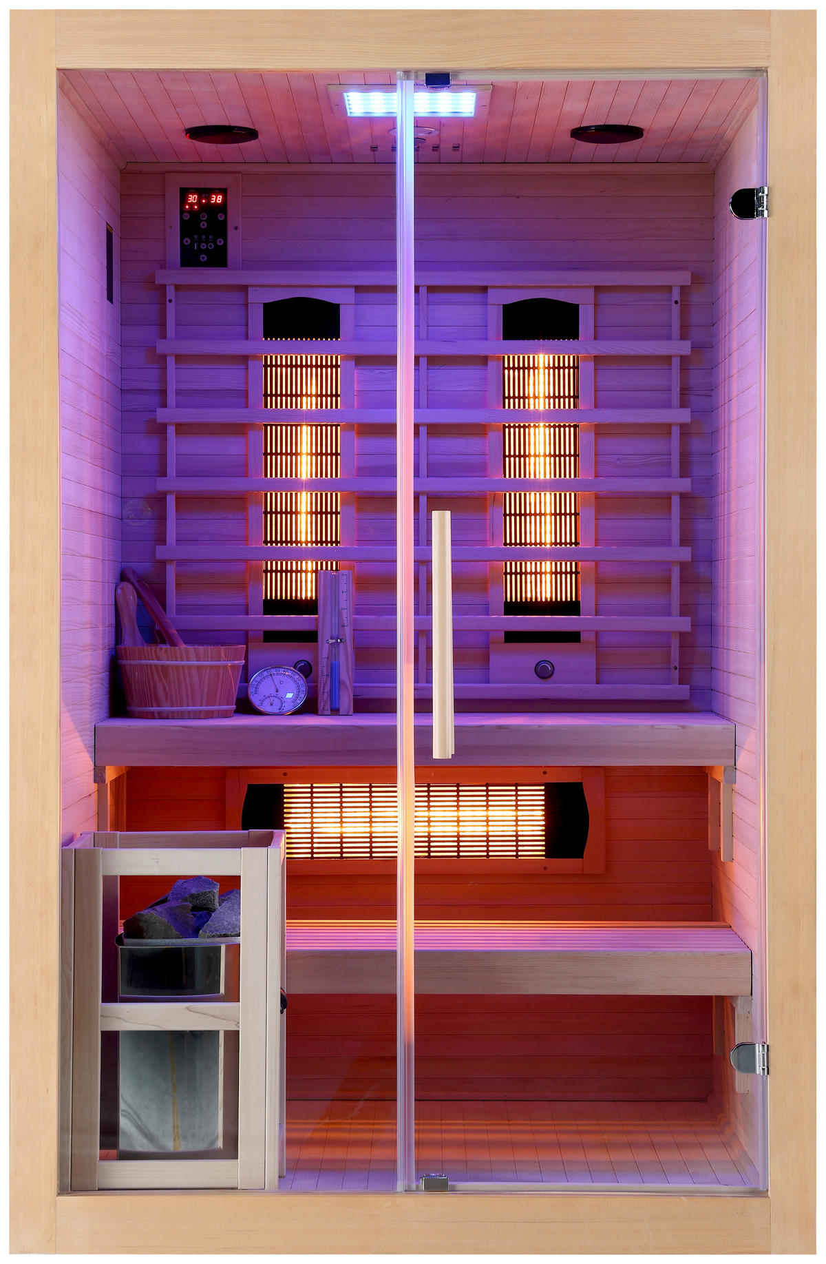 INFRAROTKABINE für 2 Personen  - Naturfarben, Basics, Glas/Holz (130/120/200cm) - Sanotechnik