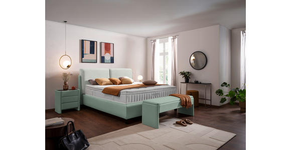 BOXSPRINGBETT 180/200 cm  in Hellgrau, Salbeigrün  - Salbeigrün/Hellgrau, Design, Textil/Metall (180/200cm) - Johann Jakob