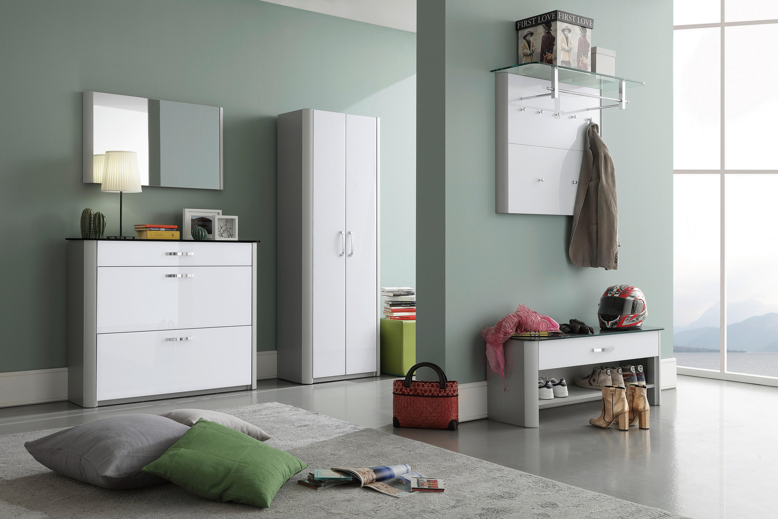 GARDEROBENSCHRANK 66/187/37,5 cm  - Chromfarben/Weiß Hochglanz, Design, Holzwerkstoff/Metall (66/187/37,5cm) - Moderano