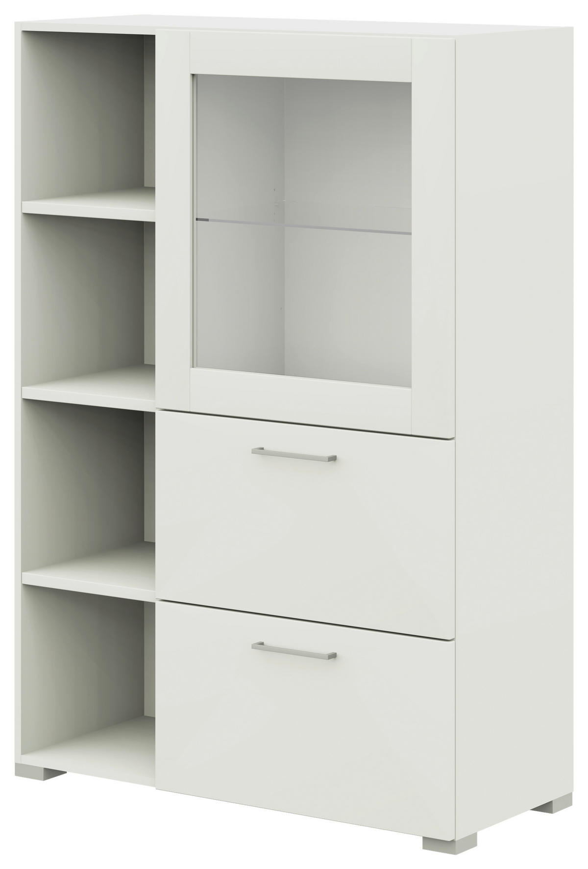 VITRINE in Weiß  - Edelstahlfarben/Weiß, Design, Glas/Holzwerkstoff (100/143,3/41,9cm) - Cantus