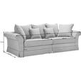 BIGSOFA in Flachgewebe Hellblau  - Dunkelbraun/Hellblau, Trend, Holz/Textil (264/70/111cm) - Ambia Home