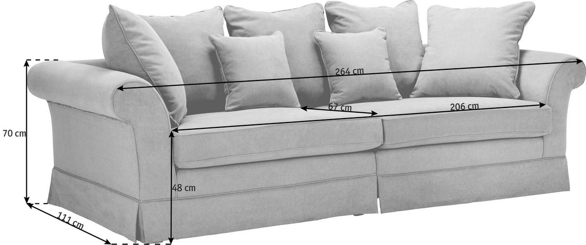 BIGSOFA in Flachgewebe Hellblau  - Dunkelbraun/Hellblau, Trend, Holz/Textil (264/70/111cm) - MID.YOU